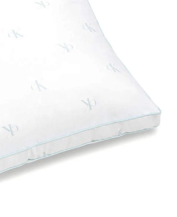 Calvin Klein Monogram Logo Extra Firm Support Cotton Pillow, Standard/Queen - White