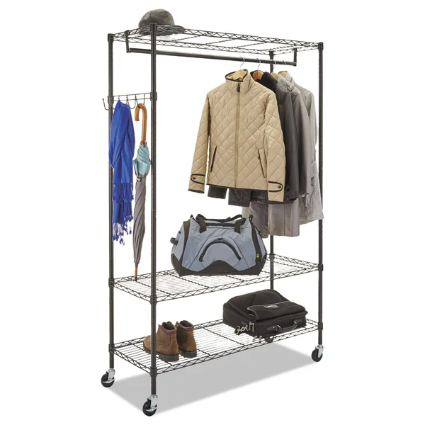 Alera Wire Shelving Stand Alone Garment Rack, Black