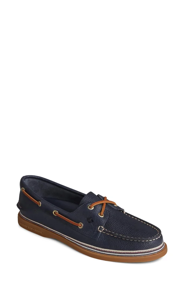 Women's Sperry Authentic Original Tumbled Leather Boat Shoe Navy - Size 5.5M