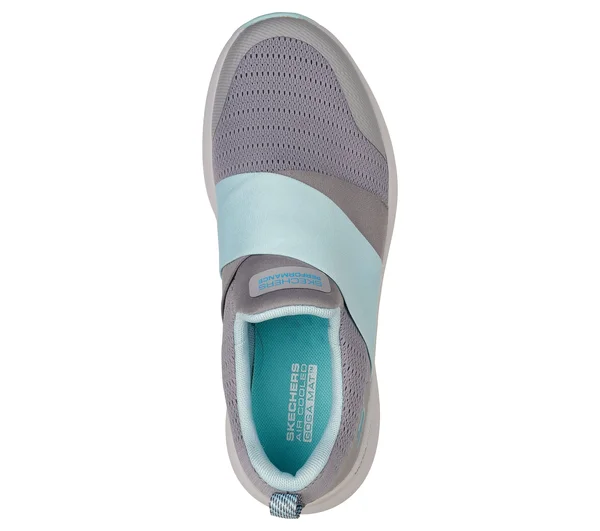 Women's Skechers GOrun Pulse Bold Venture Slip on Running Sneaker, Adult, Size: 9, Gray/Light Blue