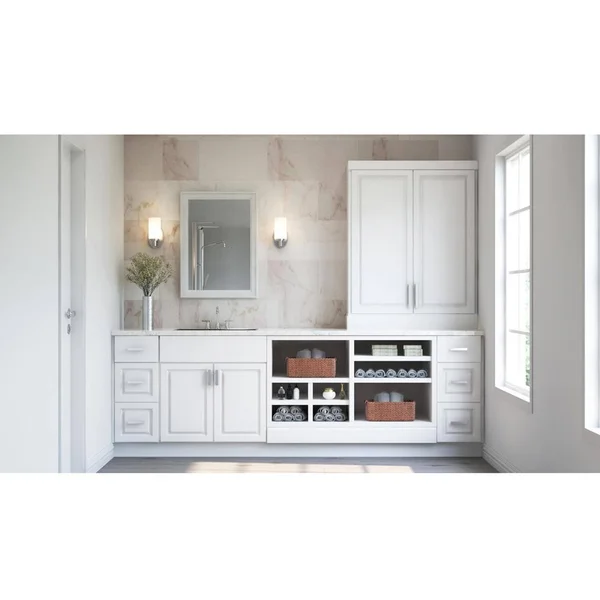 Hampton Bay KDB36-SW Assembled 36x34.5x24 in. Pots and Pans Drawer Base Kitchen Cabinet in Satin Whit