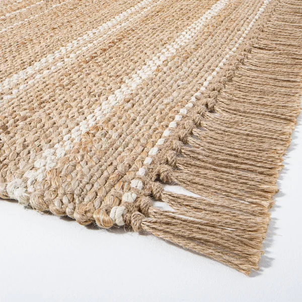 2&4x22 x 7& Natural Jute Variegated Stripe Area Runner Cream - Hearth & Hand with Magnolia