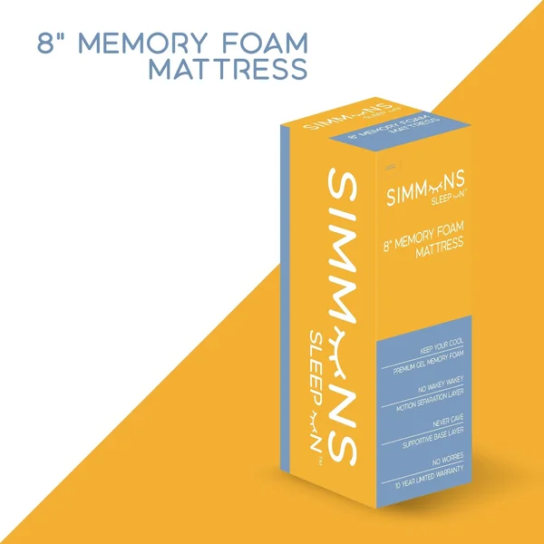 Simmons 8-Inch Gel Memory Foam Medium Mattress - Queen