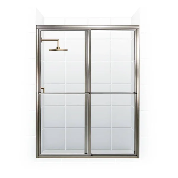Coastal Shower Doors 1644.70-C Newport Series 44x22 x 70x22 Framed Sliding Shower Do Brushed Nickel