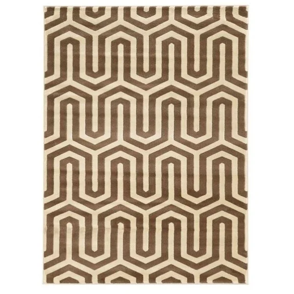 Allora 5&3x22 x 7& Power Loom Polypropylene Tangent Rug in Ivory and Beige - A-5145-557705