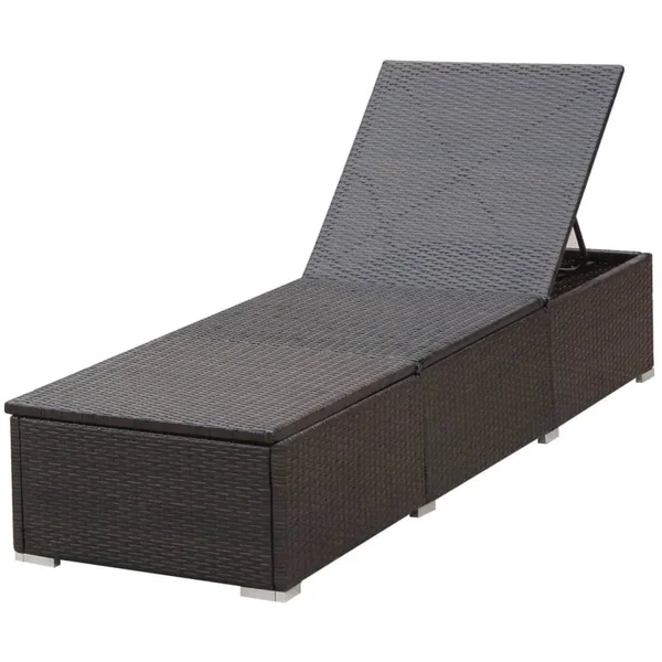 vidaXL Sun Lounger with Cushion Poly Rattan Black