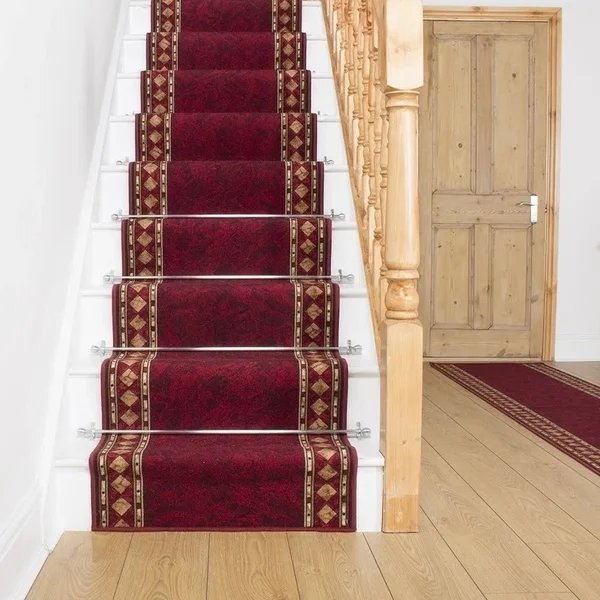 runrug USA Cheops Red Stair Carpet Runner Length: 28 foot - WIDTHS