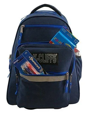 K-Cliffs Heavy Duty Rolling Backpack School Backpack with Wheels Deluxe Trolley Book Bag Wheeled Daypack Multiple Pockets Bookba - 18.5" x 13" x 6"