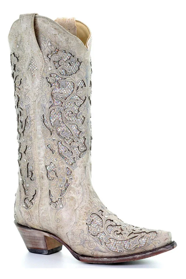 Corral Boots A3322 (White Glitter) Cowboy Boots