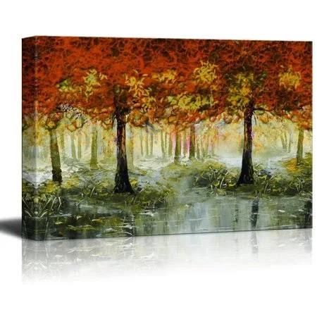 Wall26-canvas Wall Art-Oil Painting Red Forest Theme for Living Room-Giclee Painting Wall Bedroom Living House Decoration Home A