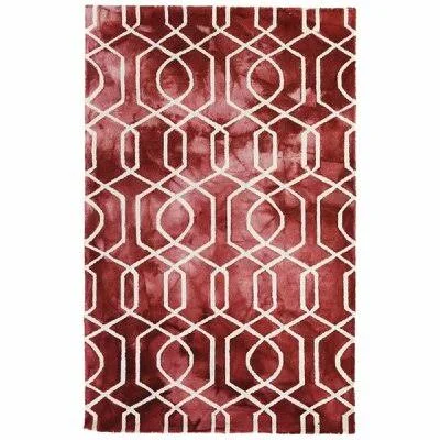 Dip-Dye Geometric Hand-Tufted Wool Red Area Rug Exquisite Rugs