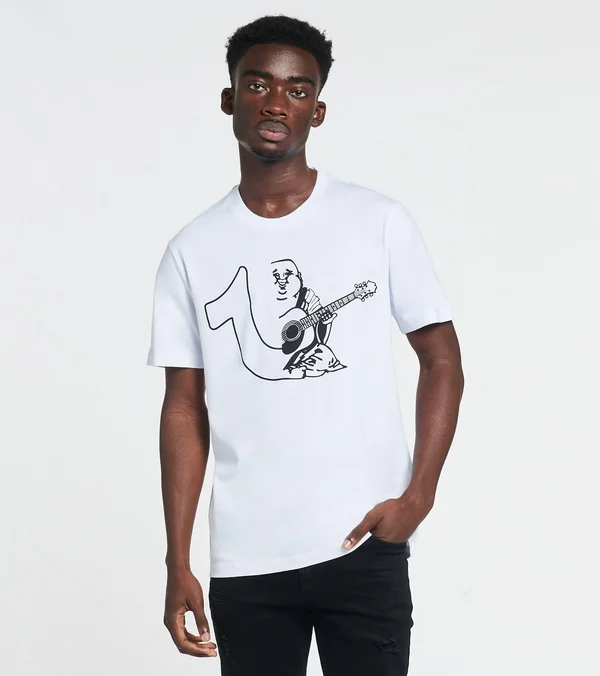 Men's Split Logo Tee, Optic White, Size x Large, True Religion