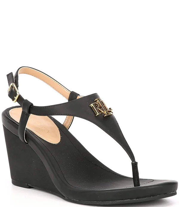 Lauren Ralph Lauren Jeannie Wedge Sandals - Black