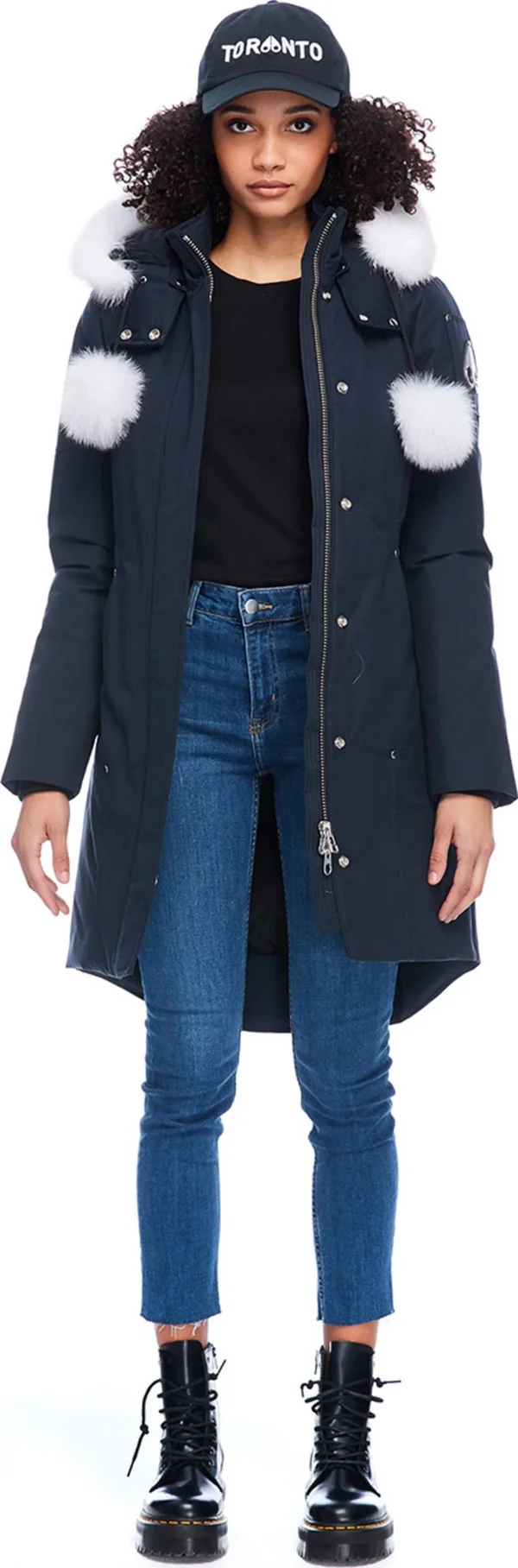 Moose Knuckles Women's Stirling Parka - Navy w/ Natural Fur - Xs