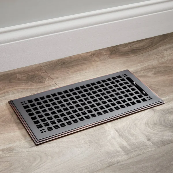 Mission Brass Floor Register - Distressed Antique Pewter 2-1/4x22 x 14x22 (3-1/4 x 15-1/8x22 Overall) - Signature Hardware 44093