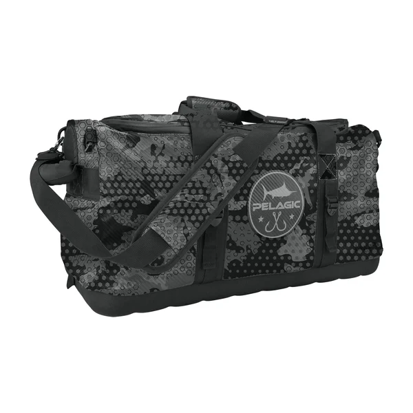 Pelagic Men's 50L Aquapak Duffel Bag - Black Ambush Camo, 23.5" x 12" x 12"
