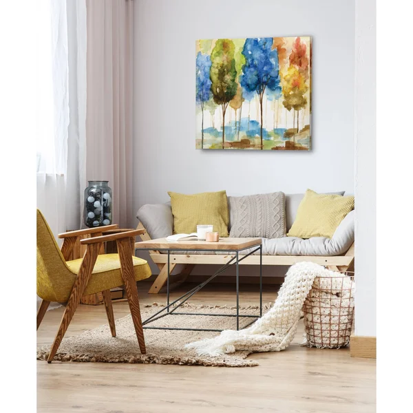 Wexford Home Magical Forest II -Gallery Wrapped Canvas - Yellow, Blue, Green, Red, Black, White 24x24, Size: 24 x 24