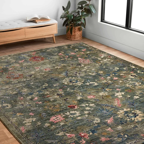 Alexander Home Jewel Boho Distressed Vintage Area Rug - 5& x 7&-10x22 - Denim, Multi