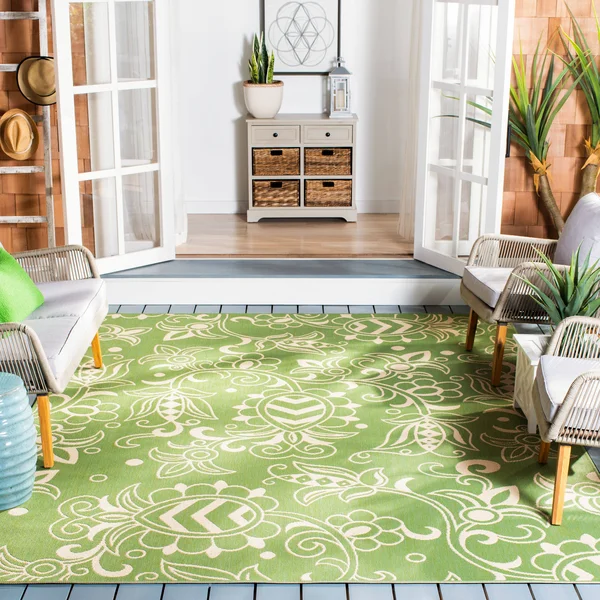 Safavieh Beach House Rug Collection BHS246Y - Green, Beige - 8& x 10&