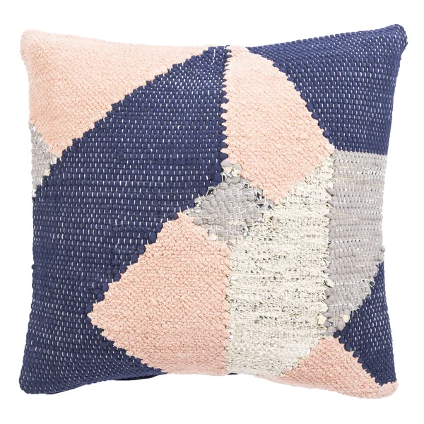 Nikki Chu by Jaipur Living Tanis Blue/ Pink Geometric Down Throw Pillow 22x22x22x22