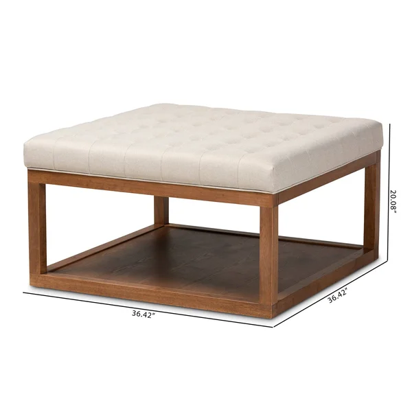 Baxton Studio Alvere Modern and Contemporary Fabric Upholstered Walnut Finished Cocktail Ottoman Grey