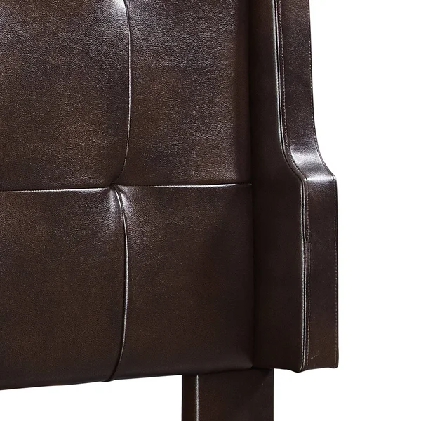 Leatherette Queen and Full Size Headboard with Tufted Details, Brown