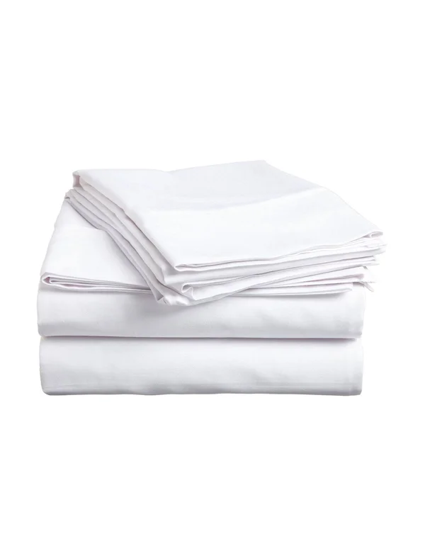 Superior 300 Thread Count Cotton Solid Sheet Set - Queen - White