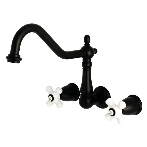 Kingston Brass KS1020PX Heritage Wall Mount Tub Faucet, Matte Black