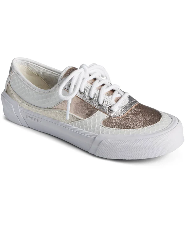 Women's Sperry Crest Vibe Metallic Sneaker White/Gold, Size 8.5M