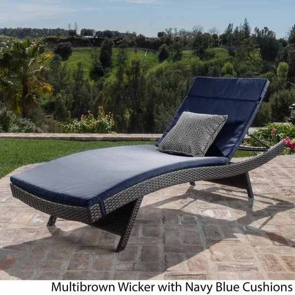 Salem Outdoor Wicker Adjustable Chaise Lounge with Cushion by Havenside Home - Grey+Caramel
