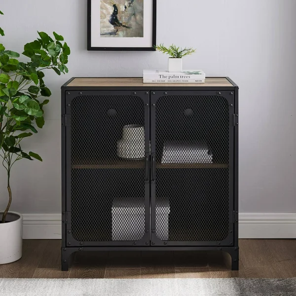 Manor Park Industrial Accent Cabinet, Reclaimed Barnwood