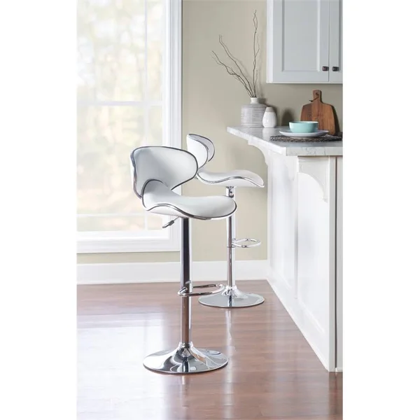 Powell Adjustable Bar Stool, White
