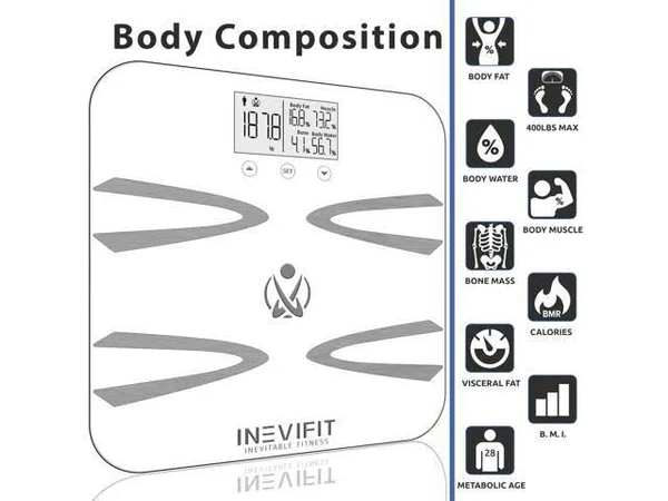 INEVIFIT Body-analyzer Scale - Highly Accurate Digital Bathroom Body Composition Analyzer, Measures Weight, Body Fat, Water, Musc