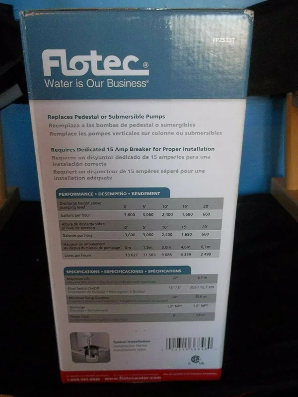 Flotec Fpzs33t - 1/3 HP Thermoplastic Submersible Sump Pump