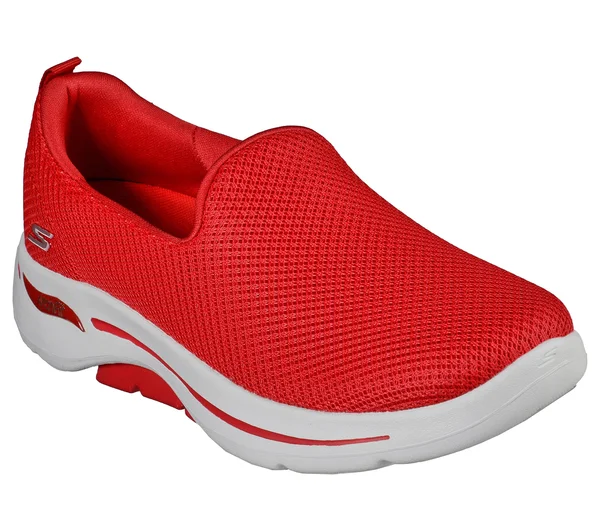 Skechers Women's GOwalk Arch Fit - Grateful Slip-On Walking Shoes, Red, 7.0