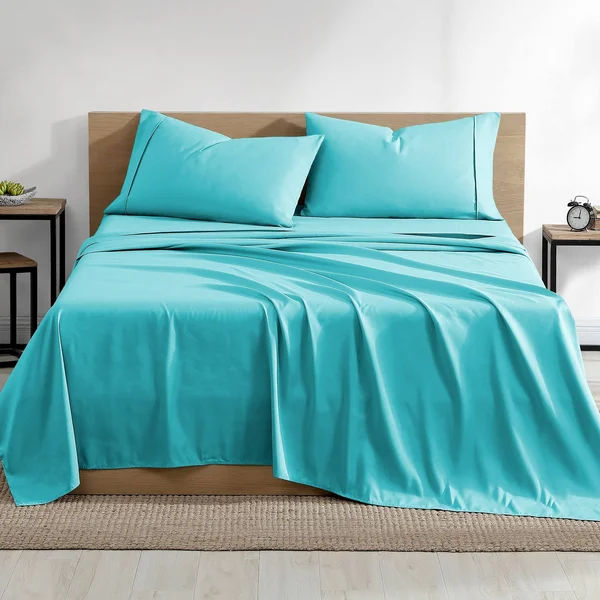 Bare Home Double Brushed Sheet Set, Split King - Aqua