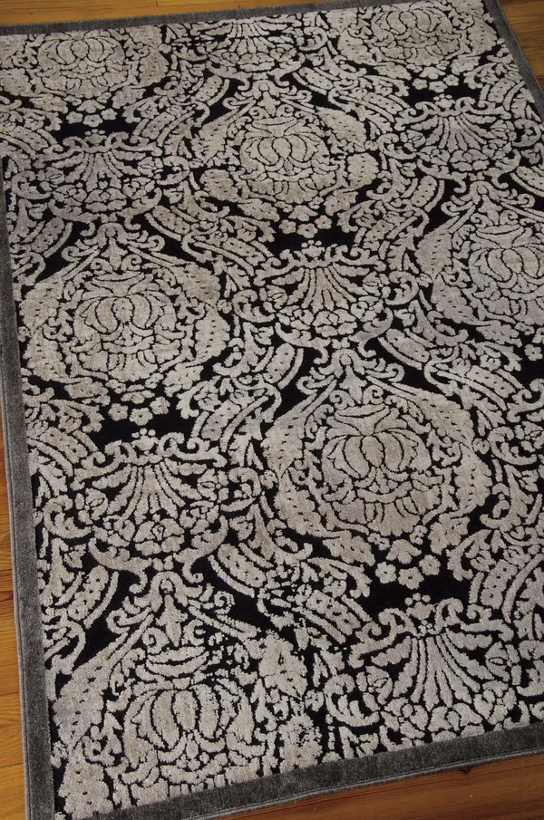 Nourison Graphic Illusions Black Area Rug GIL09 3&6x22 x 5&6x22