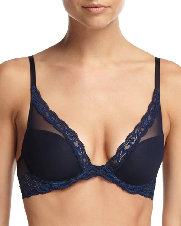Natori Feathers Contour Plunge Bra, Midnight (730023) 30C