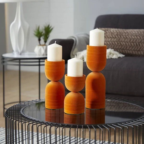 Monroe Lane Iron Modern Candle Holder Set of 3 - Orange