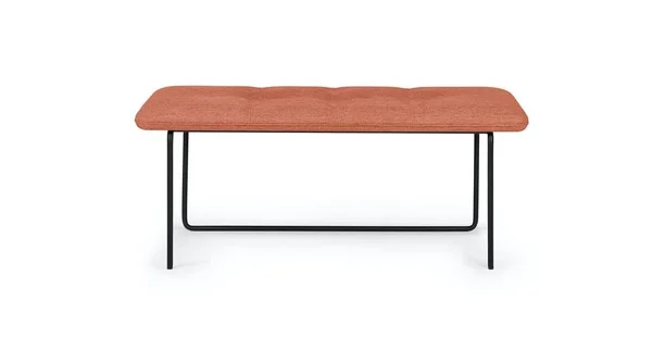 43x22 Tufted Red Fabric Bench, Metal Legs, Article Level Modern Furniture