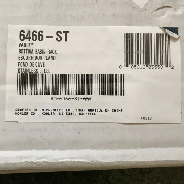 KOHLER K-6466-ST Vault /Strive Stainless Steel Sink Rack, 26x22 X 16-11/16x22 for 30x22 Single-Bowl Apron-Front Sink - Stainless