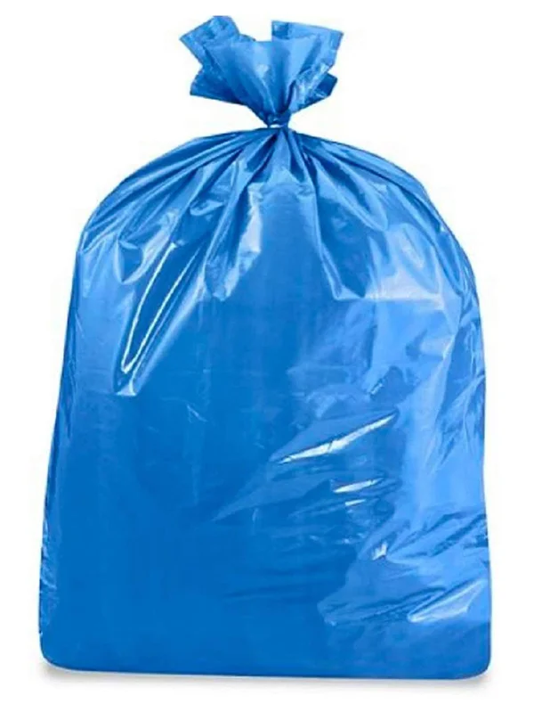 250 Pack Blue Poly Heavy Duty Trash Bags 30x22 x 48x22 75–100 lb
