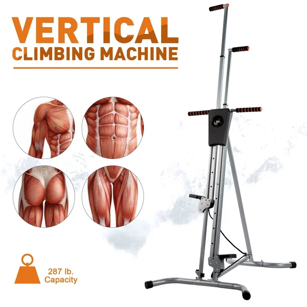 Zelus Folding Vertical Stair Climber Exercise Machine - Black