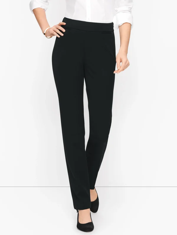 Refined Bi-Stretch Straight Leg Pants - Black - 6 Talbots