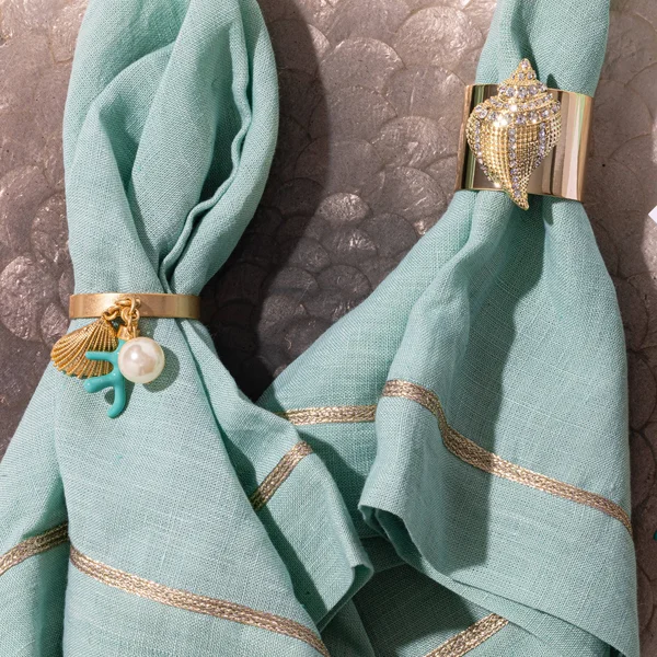 Joanna Buchanan Sparkle Shell Napkin Rings - Set of 2 - Gold