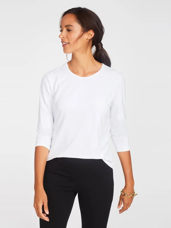 J.Mclaughlin Women's Signature Tee White Solid, Size Small