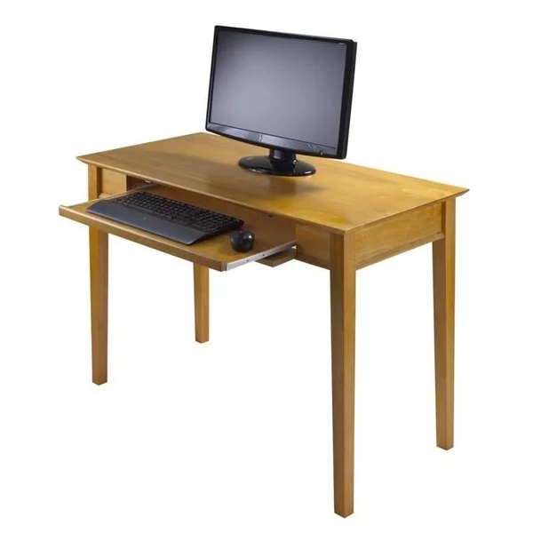 Scranton & Co Solid Wood Computer Desk in Honey Pine
