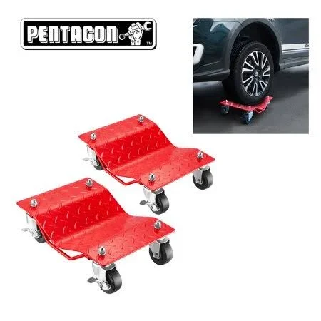 Pentagon Tool - Premium 2-Pack, Car Tire Dolly - Tire Skates Red