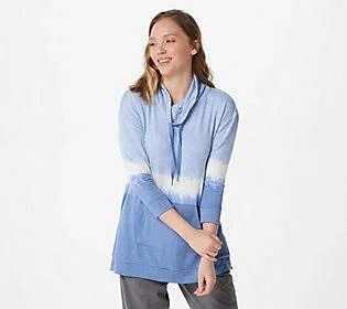 Koolaburra by Ugg Brushed Back French 3/4 Sleeve Pullover, Size 2X, BlueOmbreStripe