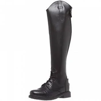 TuffRider Children's Starter Back Zip Field Boots in Synthetic Leather - Black, 3 Slim Regular